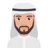 Arabic man with a beard in traditional wearing a keffiyeh. Isolated vector illustration